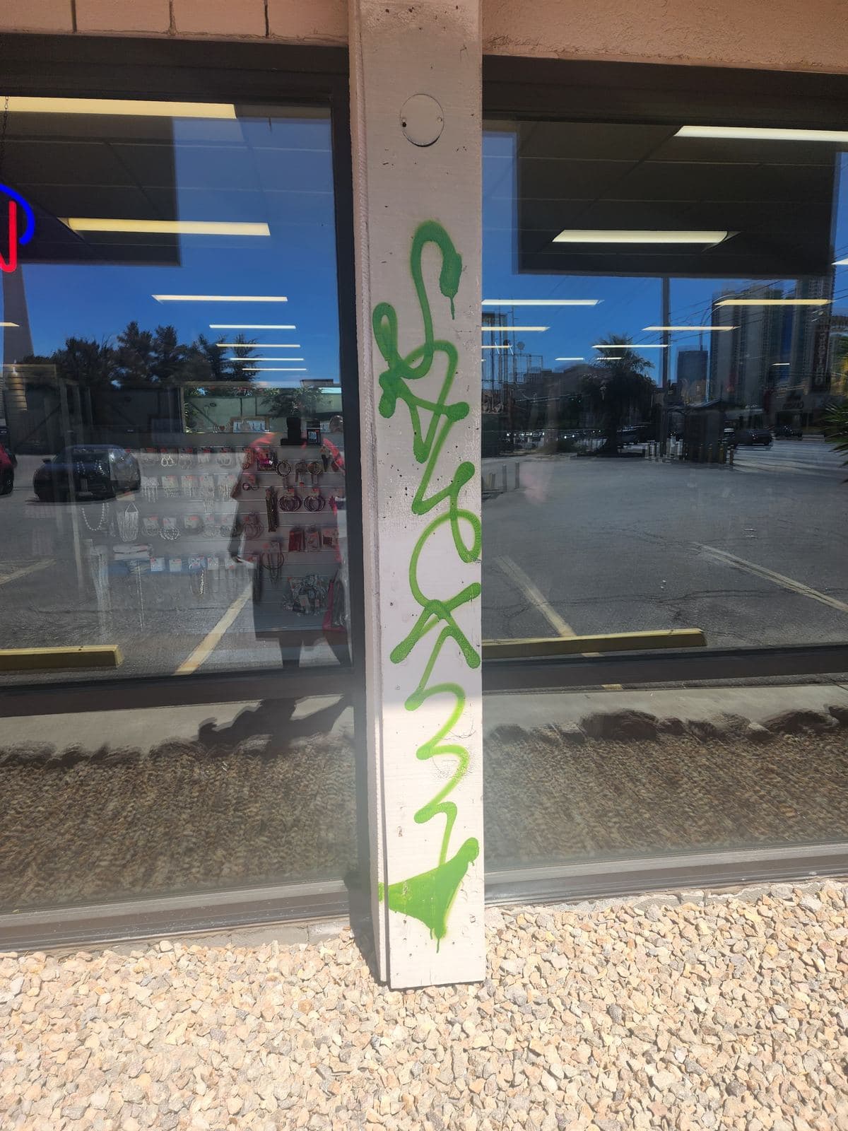 Store window, before